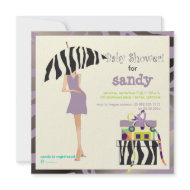 Hip mama, purple zebra baby shower invitation