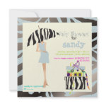Hip mama, silver blue zebra baby shower custom invite