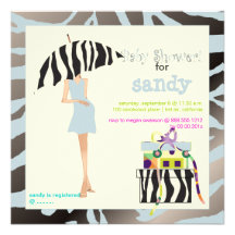 Hip mama, silver blue zebra baby shower custom invite