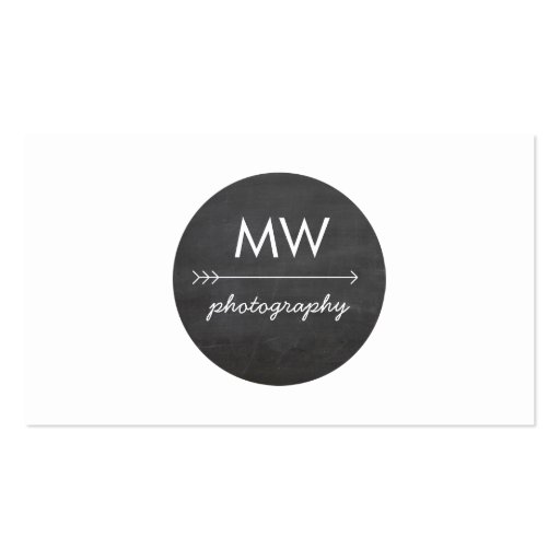 Hip Monogram Arrow Chalkboard Circle Business Card Templates (front side)