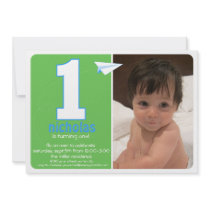Hip Paper Airplane One Year Photo Invite 2