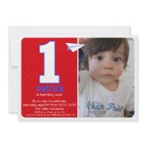 Hip Paper Airplane One Year Photo Invite 3