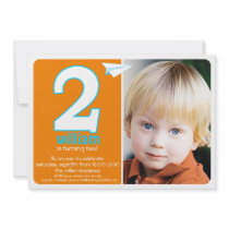 Hip Paper Airplane Two Year Photo Invite 1