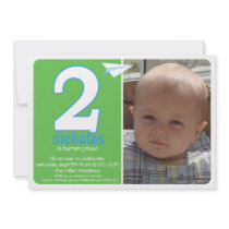 Hip Paper Airplane Two Year Photo Invite 2