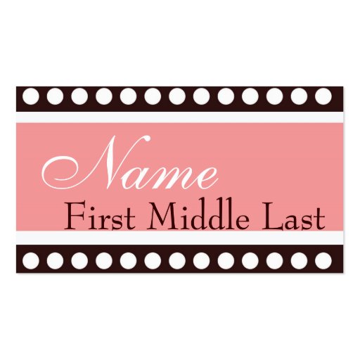 Hip PInk and Brown New Baby Calling Card Business Card Template