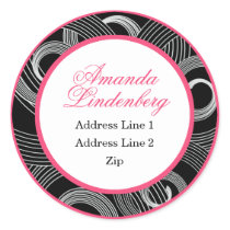 Hip Retro Black Swirl and Hot Pink Address Label stickers