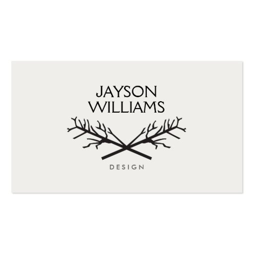 HIP RUSTIC TREE BRANCHES LOGO on LIGHT GRAY Business Card (front side)