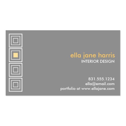 Hip to be square grey and yellow business card (front side)