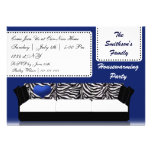 hip trendy mod navy sofa , party Invitation invitations