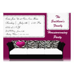 hip trendy mod pink sofa , party Invitation invitations