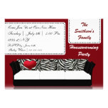 hip trendy mod red sofa , party Invitation invitations