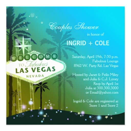 Hip, Unique Las Vegas Couple Shower Invitations (front side)
