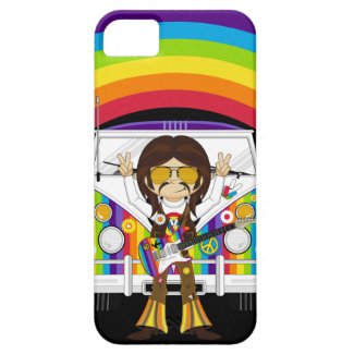 Hippie Boy with Guitar & Camper Van Iphone 5 Covers