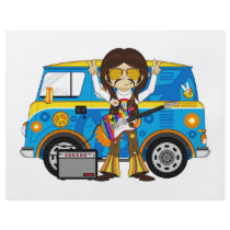 Hippie Boy with Guitar & Camper Van Personalized Flyer
