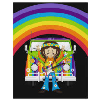 Hippie Boy with Guitar & Camper Van Flyer