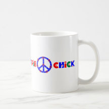 Hippie Chick Coffee Mug with Peace Symbol
