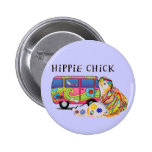 Hippie Chick Pinback Button