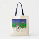 Hippie Christmas Snowman Canvas Bags
