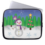 Hippie Christmas Snowman Computer Sleeves