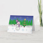 Hippie Christmas Snowman Greeting Card