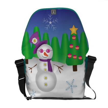 Hippie Christmas Snowman Messenger Bags