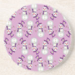 Hippie Christmas Snowman Pattern Beverage Coaster