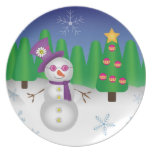 Hippie Christmas Snowman Plate