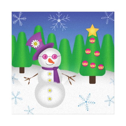 Hippie Christmas Snowman Stretched Canvas Prints