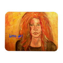 hippie girl art rectangle magnet