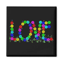 Hippie Love Flowers Fridge Magnet