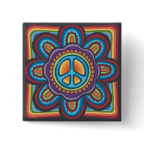 Hippie Peace Flower Pin