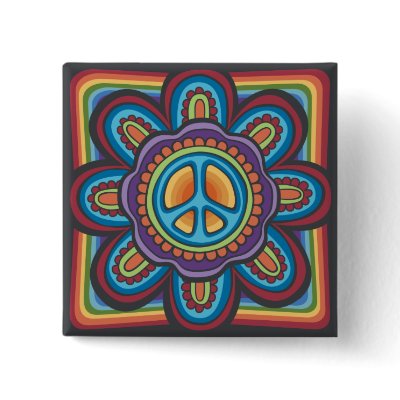 Hippie Peace Flower Pin by tshirtjournal