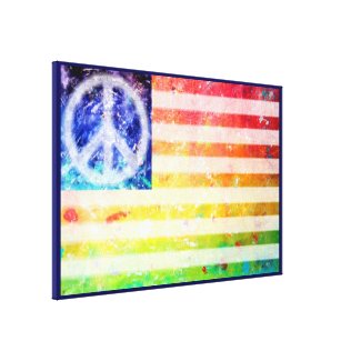 Hippie Peace Freak Flag Art Stretched Canvas Prints