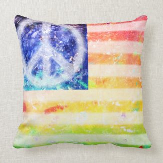 Hippie Peace Freak Flag Art Pillows