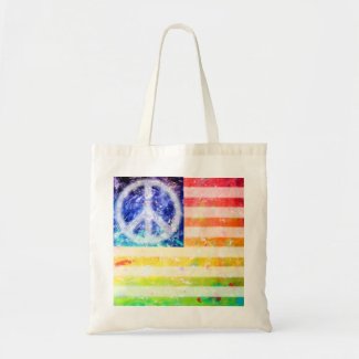 Hippie Peace Freak Flag Canvas Bags