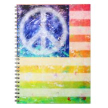 Hippie Peace Freak Flag Note Book
