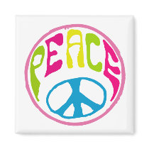 Hippie Peace Sign Fridge Magnets
