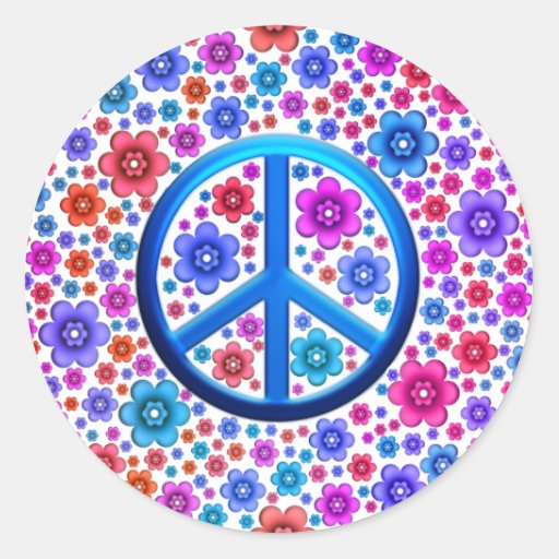 Hippie Peace Sign Round Sticker Zazzle 