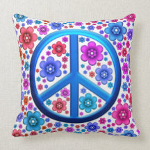Hippie Peace Sign Throw Pillows