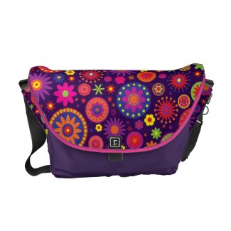 Hippie Purple Rainbow Flowers Courier Bags