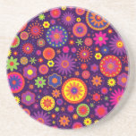 Hippie Purple Rainbow Flowers Drink Coasters