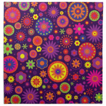 Hippie Purple Rainbow Flowers Printed Napkins