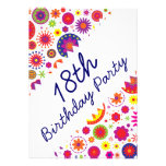 Hippie Rainbow Flower Pattern Birthday Personalized Invitation