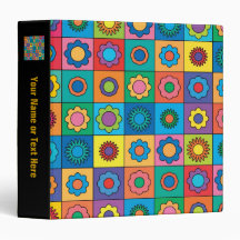 Hippie Rainbow Flower Pattern Vinyl Binders