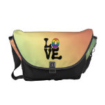 Hippie Rainbow Love Text Messenger Bag