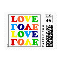 Hippie Rainbow Love Valentines Day Stamp