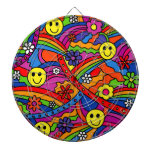 Hippie Rainbow Pattern Dartboard With Darts