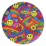 Hippie Rainbow Pattern Party Plate