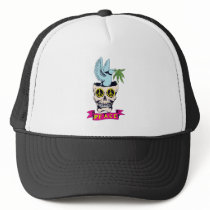 hippie retro peace skull vector art mesh hats