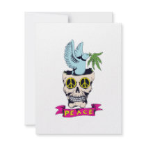 hippie retro peace skull vector art personalized invites